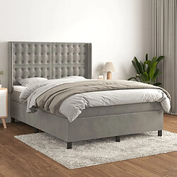 vidaXL Sommier à lattes de lit et matelas Gris clair 140x190cm Velours 