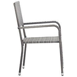 Avis vidaXL Chaise à dîner de jardin empilable lot de 4 gris résine tressée