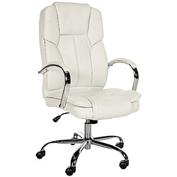 Decoshop26 Fauteuil de bureau sur roulettes largeur d'assise XXL en PVC blanc et métal chromé 10_0002416 