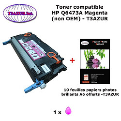 Toner générique HP Q6473A pour HP Color LaserJet CP3505, CP3505DN Magenta + 10f papiers photos A6 -T3AZUR 