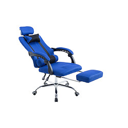 Decoshop26 Fauteuil de bureau ergonomique avec repose-pieds extensible appui-tête bleu BUR10091