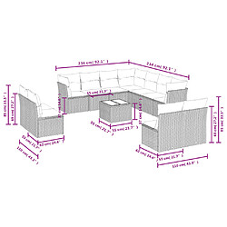 Avis vidaXL Salon de jardin avec coussins 12 pcs gris résine tressée