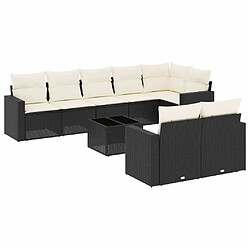 Maison Chic Ensemble Tables et chaises d'extérieur 9 pcs avec coussins,Salon de jardin noir résine tressée -GKD512777