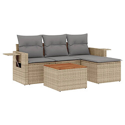 vidaXL Salon de jardin avec coussins 5 pcs beige résine tressée