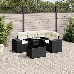 vidaXL Salon de jardin 5 pcs avec coussins noir résine tressée 