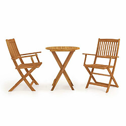 Maison Chic Mobilier de table de bistro pliable et chaises de jardin 3 pcs Bois d'acacia solide -GKD194073