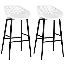 vidaXL Chaises de bar lot de 2 blanc 