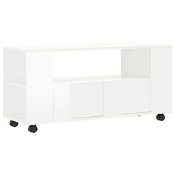 Maison Chic Meuble TV scandinave - Banc TV pour salon blanc brillant 102x34,5x43 cm bois d'ingénierie -MN52622