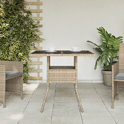 Avis Maison Chic Table de jardin | Table d'extérieur dessus en verre beige 80x80x75cm résine tressée -GKD64472