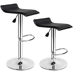 Helloshop26 Lot de 2 tabourets de bar hauteur réglable design moderne noir 1208008 