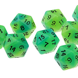 10pcs lumineux multi-faces dés noctilucent D20 Dice ensemble pour D u0026 D TRPG jeu bleu + vert pas cher