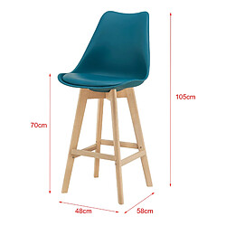 Helloshop26 Lot de 6 tabourets de bar plastique synthétique hêtre 105x48x58 cm turquoise 03_0008730