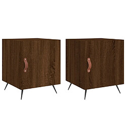 vidaXL Tables de chevet 2pcs chêne marron 40x40x50cm bois d'ingénierie