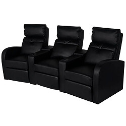 vidaXL Fauteuil inclinable à 3 places cuir synthétique noir