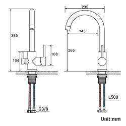 Acheter Auralum max Mitigeur de Cuisine 3 Voies,Robinet Cuisine Pivotant à 360°,Robinetterie Cuisine Eau Potable,avec Sortie Eau Filtrée,Acier Inoxydable