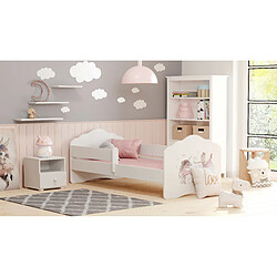 HT MEUBLES Lit enfant fille FIONA avec balustrade et matelas