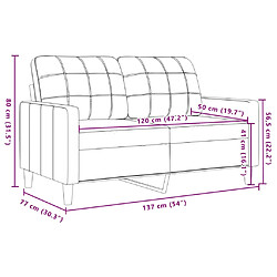 vidaXL Canapé à 2 places Gris clair 120 cm Velours pas cher