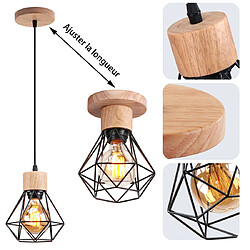 Acheter Stoex Suspension Luminaire Rétro Lampe À Suspension Vintage Noir, Plafonnier D'Intérieur Moderne en Métal Et en Bois