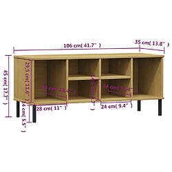 vidaXL Étagère à chaussures pieds en métal Brun 106x35x45 cm Bois OSLO pas cher