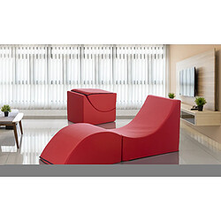 Autrement Talamo Italia Clever pouf, Convertible en chaise longue en éco-cuir, couleur rouge, Mesures 100 x 70 x 50 cm