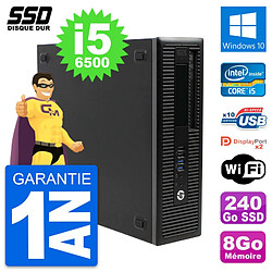 PC HP EliteDesk 800 G2 SFF Intel Core i5-6500 RAM 8Go SSD 240Go Windows 10 Wifi - Occasion