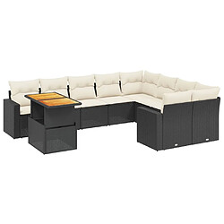 Maison Chic Salon de jardin 10 pcs avec coussins, Ensemble Tables et chaises d'extérieur noir résine tressée -GKD899595