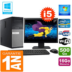 PC Tour DELL 7010 Core I5-3470 Ram 16Go Disque 500 Go Wifi W7 Ecran 27" · Occasion 