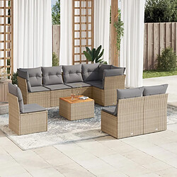 Maison Chic Salon de jardin avec coussins 9 pcs | Ensemble de Table et chaises | Mobilier d'Extérieur beige résine tressée -GKD88356