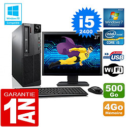 PC Lenovo M92p SFF Core I5-2400 Ram 4Go Disque 500 Go Wifi W7 Ecran 27" - Occasion