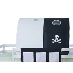 Homestyle4U Tunnel de lit enfant coloris blanc et noir motif Pirate