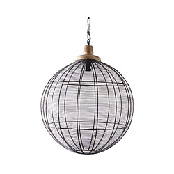 Aubry Gaspard Lampe suspension en métal laqué gris et bois Boule. Lampe suspension en métal laqué gris et bois Boule