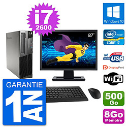 PC Lenovo M91p SFF Ecran 27" Intel i7-2600 RAM 8Go Disque 500Go Windows 10 Wifi · Occasion 