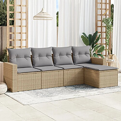 vidaXL Salon de jardin avec coussins 5 pcs beige résine tressée 