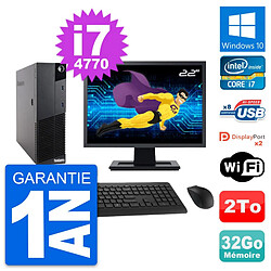 PC Lenovo M83 SFF Ecran 22" Core i7-4770 RAM 32Go Disque Dur 2To Windows 10 Wifi · Occasion 