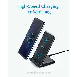 Avis Anker PowerWave Stand - Chargeur sans fil rapide certifié Qi 10W pour Samsung Galaxy S9/8/7/+, compatible standard 5W iPhone XR/Xs Max/XS/X/8/8 Plus, Mate 20 Pro (chargeur mural non inclus)