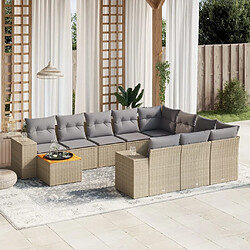 Maison Chic Salon de jardin 11 pcs avec coussins, Ensemble Tables et chaises d'extérieur beige résine tressée -GKD557231