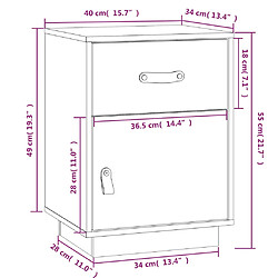 vidaXL Tables de chevet 2 pcs Noir 40x34x55 cm Bois de pin massif pas cher