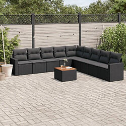 Maison Chic Salon de jardin 10 pcs avec coussins, Ensemble Tables et chaises d'extérieur noir résine tressée -GKD374472