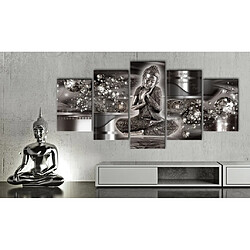 Decoshop26 Tableau toile de décoration murale impression premium en partie sur châssis en bois motif Silver Serenity225x112,5 cm 11_0014192