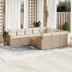 Maison Chic Salon de jardin 11 pcs avec coussins | Ensemble de Table et chaises | Mobilier d'Extérieur beige résine tressée -GKD22977