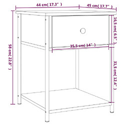 vidaXL Tables de chevet 2 pcs chêne fumé 44x45x58 cm bois d’ingénierie pas cher