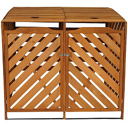 Decoshop26 Abri de poubelles extérieur conteneurs à ordures jusqu'à 4 bacs 112x63x96 en bois certifié FSC marron 04_0005615 pas cher