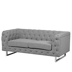 Beliani Canapé Chesterfield 2 places en tissu gris clair VISSLAND pas cher