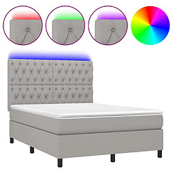 vidaXL Sommier à lattes de lit et matelas et LED Gris clair 140x200 cm