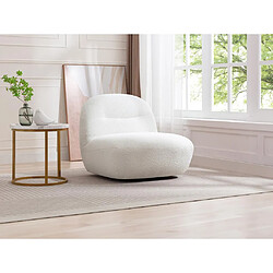 Vente-Unique Fauteuil pivotant en tissu bouclette blanc POZETI 