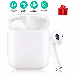 Chrono Casque Tactile sans Fil Bluetooth i12, Casque Pop-up Automatique Écouteurs Intra-Auriculaires Casque Stéréo sans Fil with Basses Profondes IPX6 Étanche Oreillette for iOS/Android-Blanc 