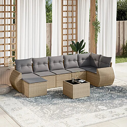 vidaXL Salon de jardin avec coussins 8 pcs beige résine tressée