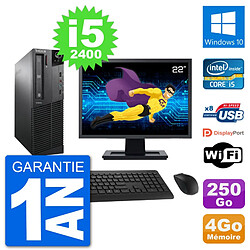 PC Lenovo M91p SFF Ecran 22" Intel i5-2400 RAM 4Go Disque 250Go Windows 10 Wifi - Occasion