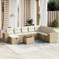 Maison Chic Salon de jardin avec coussins 9 pcs, Ensemble Tables et chaises de jardin, beige résine tressée -GKD176350