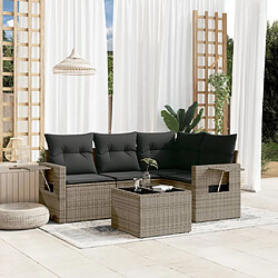 vidaXL Salon de jardin 5 pcs avec coussins gris résine tressée 